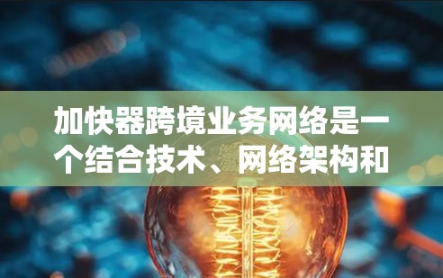 加快器跨境业务网络是一个结合技术、网络架构和优化措施的网络系统，旨在促进跨国业务的高效沟通和交易。以下是该网络的详细分析